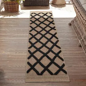 Harper Aztec Pattern Water Resistant Garden Rug Indoor Outdoor Area Rugs Black 200x290 cm