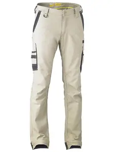 BISLEY WORKWEAR FLX & MOVE STRETCH UTILITY CARGO TROUSER STONE 44S