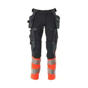 Mascot Accelerate Safe Trousers with Holster Pockets - Dark Navy/Hi-Vis Red   (30.5) (Leg Length - Long)