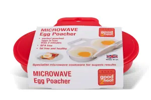 Good2Heat Microwave 2 Egg Poacher Bundle Red Kitchen Tool Double Cup Eggs Cooker