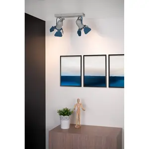 Lucide Picto Modern Twin Ceiling Spotlight Children - 2xGU10 - Blue