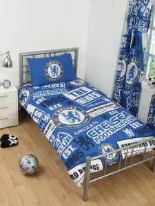 Chelsea FC Patch Single Duvet Cover and Pillowcase Set