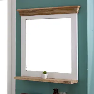 Alfie Framed Mirror with Shelf - Mango Wood - L80 x W73 x H16 cm