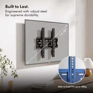 VonHaus Flush TV Bracket for 15-42" Screens, Ultra-Slim Wall Mount w/Spirit Level, 40kg Capacity, Max VESA: 300x200m