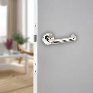 URBNLIVING 125mm Length 8 Pcs Return Metal & Polished Nickel Rose Lever Latch Door Handle Set