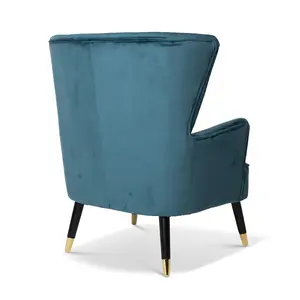 Velvet Teal Camila Accent Wingback Chair with Footstool