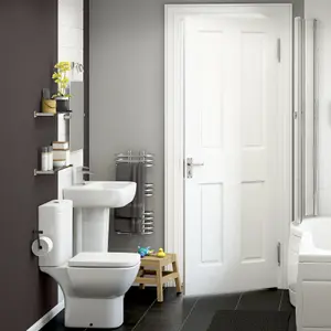 Cooke & Lewis Santoro White Close-coupled Toilet & full pedestal basin