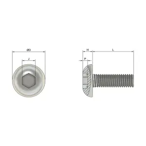 M8 x 16mm Length Button Head Allen Bolts Screws Stainless Steel A2 304 ISO 7380 Pack of 20