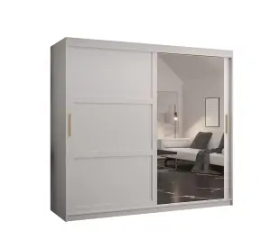 Ramiro II Contemporary 2 Sliding Door Wardrobe 9 Shelves 2 Rails White Matt (H)2000mm (W)2000mm (D)620mm