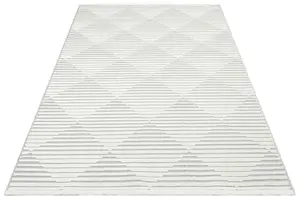 Silver Outdoor Rug, Geometric Striped Stain-Resistant Rug For Patio, 3mm Modern Outdoor Area Rug-160cm X 220cm