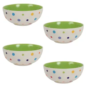 Cereal Bowls Stoneware Hand Painted Polka Dot Set of 4 Bowls by Laeto House & Home - INCLUDING FREE DELIVERY