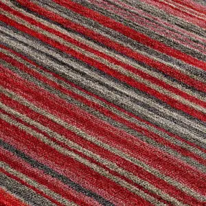 Melrose Mubai Stripe Wool Made Red Area Rug 080/150cm