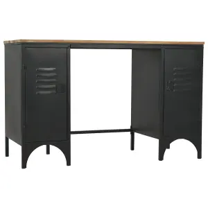 Berkfield Double Pedestal Desk Solid Firwood and Steel 120x50x76 cm