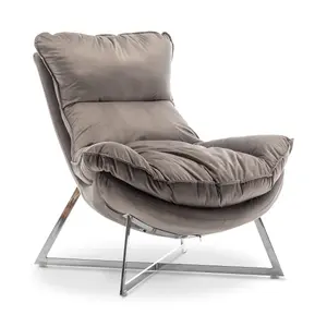 Velvet Light Grey Pierina Accent Chair