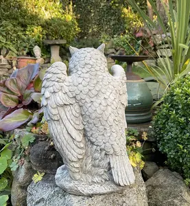 Highly detailed Stone Owl garden ornament