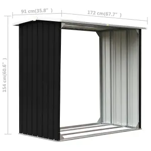 Log Storage Shed Galvanised Steel 172x91x154 cm Anthracite