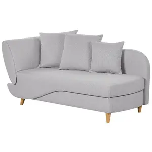 Left Hand Fabric Chaise Lounge with Storage Light Grey MERI II