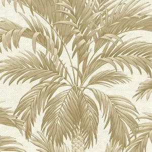 Belgravia Palm Tree Gold Luxury Heavyweight Vinyl Wallpaper Modern Contemporary