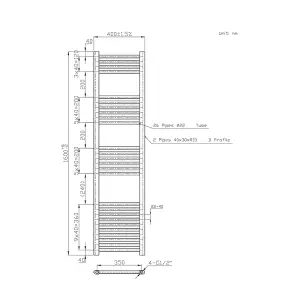 Rinse Modern Bathroom Heated Towel Rail Ladder Radiator 1600x400mm Straight for Bathroom Kitchen Anthracite