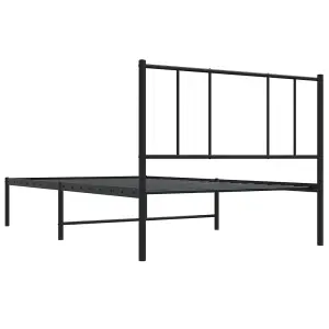 Berkfield Metal Bed Frame with Headboard Black 100x190 cm