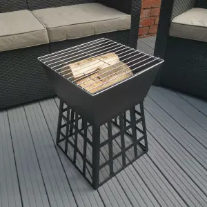 Redwood 33cm x 33cm Outdoor Garden Square Fire Pit or Heater or BBQ