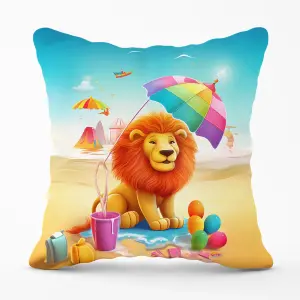 Lion On A Beach Holiday Cushions 45cm x 45cm