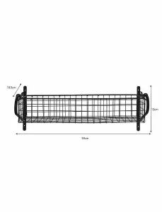 Wall Mounted Hanging Basket Shelf Powder Coated Steel Metal Rack Storage Shelving Bathroom Study H12 x W53 x D18.5cm)