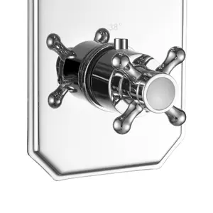 ENKI Regent Chrome White Traditional Crosshead Solid Brass Thermostatic Twin Shower Valve TSV027