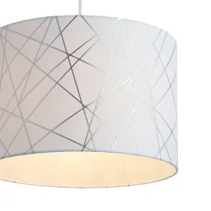 Carme White Silver effect Drum Light shade (D)30cm