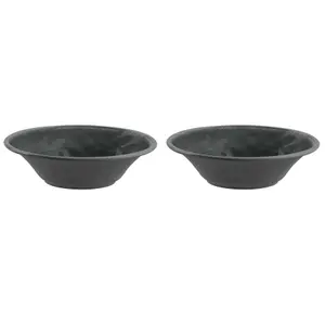 Purely Home Crackle Grey Melamine Low Bowls - Set of 2