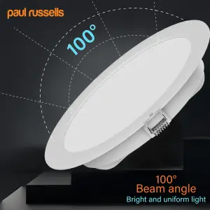 paul russells LED Round Panel Ceiling Lights, 20W 2150 Lumens, Spotlights, IP20, 4000K Cool White, Pack of 10