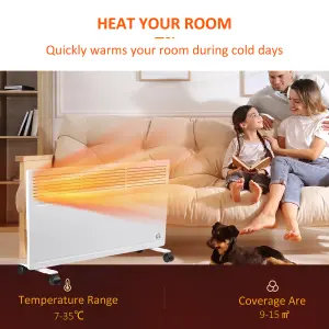 HOMCOM Convector Radiator Heater w/ Adjustable Thermostat  Safety Cut-Off, White