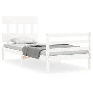 Berkfield Bed Frame with Headboard White 90x200 cm Solid Wood