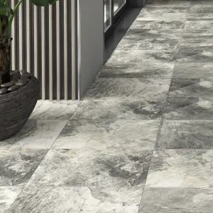 Shaded slate Grey Matt Porcelain Indoor Wall & floor Tile, Pack of 6, (L)300mm (W)600mm