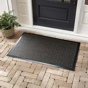 Serdim Rugs Non Slip Dirt Trapper Rubber Edged PVC Barrier Door Entrance Mats Brown 90x150 cm