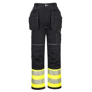 Portwest PW3 Hi-Vis Work Trousers Orange/Black & Knee Pads - 32R