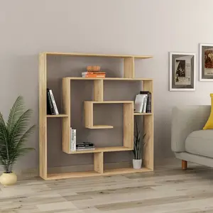 Labirent Bookcase | Modern Maze-Design Freestanding Unit with 5 Shelves Oak