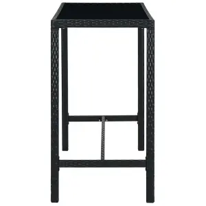 Berkfield Garden Bar Table Black 130x60x110 cm Poly Rattan and Glass