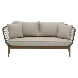 Interiors by Premier 3 Seat Sofa, Rattan Outdoor Sofa, Long Lasting Rattan Lounge Sofa for Living Room with Grey Cushioning