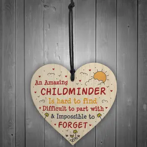 Red Ocean Childminder Leaving Gifts Wooden Heart Sign Thank You Gift For Babysitter Leaving Pre School Nursery Gifts