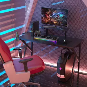 Costway Gaming Desk Ergonomic Shaped Computer Table K-Shaped