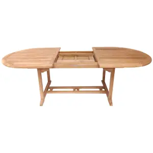 Charles Bentley Solid Wooden Teak Garden Patio Oval 6-8 Seater Extendable Table