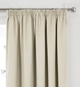 Home Curtains Woven Blockout 65w" x 72d" (165x183cm) Natural Pencil Pleat Curtains (PAIR)