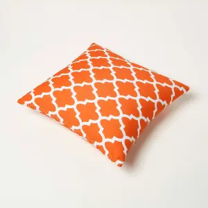 Homescapes Orange Geometric Outdoor Cushion 45 x 45 cm, Set of 2