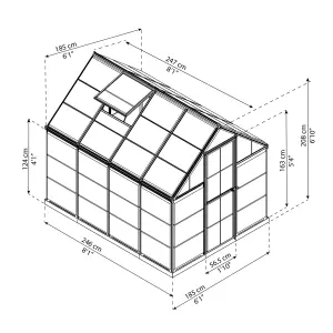 Palram - Canopia Harmony Grey 6X8 Greenhouse with Adjustable vent