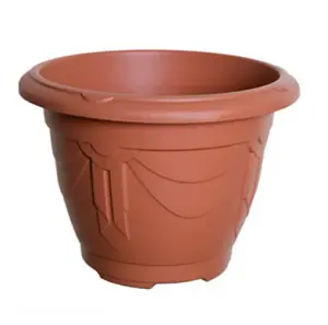 Terracotta Colour Round Venetian Pot Decorative Plastic Garden Flower Planter Pot 43cm