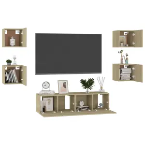 Berkfield 6 Piece TV Cabinet Set Sonoma Oak Engineered Wood