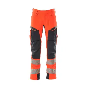 Mascot Accelerate Safe Trousers with Kneepad Pockets - Hi-Vis Red/Dark Navy   (36.5) (Leg Length - Short)