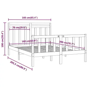 Berkfield Bed Frame Solid Wood Pine 160x200 cm