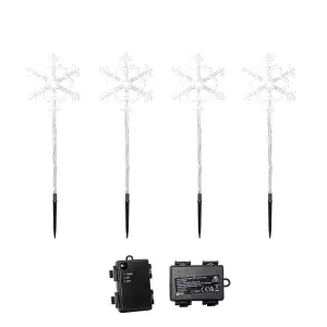 43cm Set of 4 Light up Large Snowflake Christmas Garden Path Lights with 64 Warm White LEDs